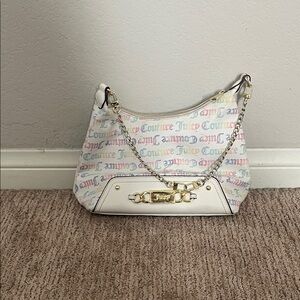 Juicy Couture White Multicolor Logo Shoulder Bag
